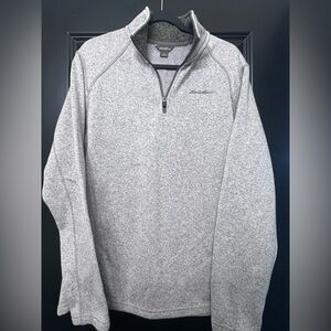 Eddie Bauer Heather Gray Quarter-Zip Sweater